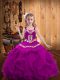 Popular Fuchsia Sleeveless Organza Lace Up Child Pageant Dress for Party and Sweet 16 and Quinceanera and Wedding Party