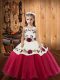 Affordable Red Straps Lace Up Embroidery Little Girl Pageant Gowns Sleeveless