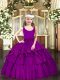 Beading Little Girls Pageant Dress Wholesale Fuchsia Zipper Sleeveless Floor Length