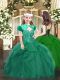 Dark Green Lace Up Pageant Gowns For Girls Beading and Ruffles Sleeveless Floor Length
