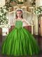 Perfect Beading Little Girl Pageant Gowns Green Lace Up Sleeveless Floor Length