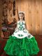 Green Ball Gowns Embroidery and Ruffles Pageant Gowns Lace Up Organza Sleeveless Floor Length