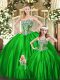 Charming Sleeveless Floor Length Beading Lace Up Ball Gown Prom Dress with Green