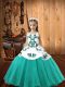 Sleeveless Organza Floor Length Lace Up Little Girls Pageant Dress Wholesale in Aqua Blue with Embroidery