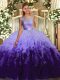 Floor Length Multi-color Quinceanera Gowns Tulle Sleeveless Beading and Ruffles