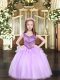 Lilac Lace Up Kids Formal Wear Beading Sleeveless Floor Length