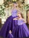 Trendy Purple Ball Gown Prom Dress Military Ball and Sweet 16 and Quinceanera with Beading Sweetheart Sleeveless Lace Up