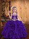 Floor Length Purple Winning Pageant Gowns Straps Sleeveless Lace Up