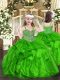 Ball Gowns Pageant Dress Toddler Green Straps Organza Sleeveless Floor Length Lace Up