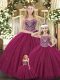Tulle Sweetheart Sleeveless Lace Up Beading Sweet 16 Quinceanera Dress in Burgundy