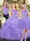 Perfect Lavender Organza Zipper Scoop Sleeveless Floor Length Sweet 16 Dress Beading and Ruffles