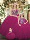 Decent Floor Length Ball Gowns Sleeveless Fuchsia Quinceanera Gowns Lace Up