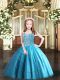 Lovely Sleeveless Floor Length Beading Lace Up Pageant Dress Wholesale with Baby Blue