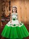 Ball Gowns Organza Straps Sleeveless Embroidery Floor Length Lace Up Girls Pageant Dresses