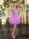 Lilac Sleeveless Mini Length Beading and Ruffles Lace Up Prom Evening Gown