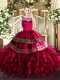 Best Floor Length Ball Gowns Sleeveless Coral Red Quinceanera Gown Zipper