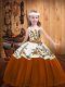 Charming Brown Lace Up Little Girl Pageant Gowns Embroidery Sleeveless Floor Length