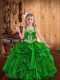 Floor Length Green Pageant Dress Straps Sleeveless Lace Up