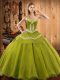 Olive Green Lace Up Vestidos de Quinceanera Ruffles Sleeveless Floor Length