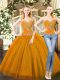Sleeveless Floor Length Beading Lace Up Quinceanera Gowns with Orange Red