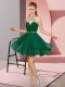 Dark Green Zipper Halter Top Beading Dress for Prom Chiffon Sleeveless