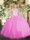 Excellent Rose Pink Zipper Quince Ball Gowns Lace Sleeveless Floor Length