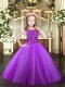 High Quality Lavender Zipper Little Girls Pageant Dress Wholesale Beading Sleeveless Floor Length