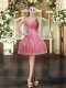 Coral Red Ball Gowns Tulle Sweetheart Sleeveless Beading and Appliques Mini Length Lace Up Homecoming Dress