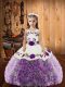 Multi-color Ball Gowns Fabric With Rolling Flowers Straps Sleeveless Embroidery and Ruffles Floor Length Lace Up Child Pageant Dress