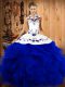 Perfect Sleeveless Embroidery and Ruffles Lace Up Sweet 16 Quinceanera Dress