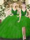 Artistic Green Straps Lace Up Beading and Ruffles Quinceanera Dresses Sleeveless