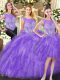 Eggplant Purple Three Pieces Organza Scoop Sleeveless Beading and Ruffles Floor Length Lace Up Sweet 16 Quinceanera Dress