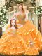 Free and Easy Sweetheart Sleeveless Lace Up 15 Quinceanera Dress Orange Red Tulle