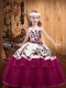 Organza Straps Sleeveless Lace Up Embroidery Kids Formal Wear in Fuchsia