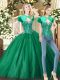 High Quality Green Sleeveless Tulle Lace Up Quince Ball Gowns for Military Ball and Sweet 16 and Quinceanera
