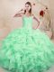 Apple Green Sweetheart Lace Up Beading and Ruffles Quinceanera Gowns Sleeveless