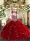 Beauteous Floor Length Wine Red Pageant Dress Wholesale Straps Sleeveless Lace Up
