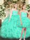 Fashion Turquoise Quinceanera Gowns Military Ball and Sweet 16 and Quinceanera with Ruffles Sweetheart Sleeveless Lace Up
