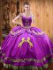 Enchanting Sleeveless Floor Length Beading and Embroidery Lace Up Sweet 16 Quinceanera Dress with Eggplant Purple