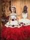 Cheap Straps Sleeveless Lace Up Little Girls Pageant Gowns Red Organza