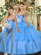 Pretty Sweetheart Sleeveless Organza Quinceanera Dress Beading and Ruffled Layers Lace Up