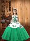 Turquoise Little Girls Pageant Gowns Sweet 16 and Quinceanera with Embroidery Straps Sleeveless Lace Up