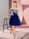 Royal Blue Empire Sweetheart Sleeveless Chiffon Mini Length Zipper Lace Homecoming Dress