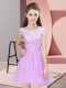 Elegant Lilac Wedding Party Dress Prom and Party and Wedding Party with Lace Scoop Sleeveless Side Zipper