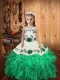 Fashion Turquoise Ball Gowns Organza Straps Sleeveless Embroidery and Ruffles Floor Length Lace Up Winning Pageant Gowns