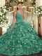 Fantastic Floor Length Backless Quinceanera Dresses Apple Green for Sweet 16 and Quinceanera with Beading and Ruffles
