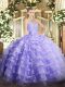 Lavender Sleeveless Beading and Ruffled Layers Floor Length 15th Birthday Dress