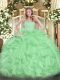 Beauteous Sleeveless Floor Length Beading and Ruffles Zipper Quinceanera Dresses with