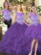 Lovely Floor Length Purple Quinceanera Dresses Scoop Sleeveless Zipper