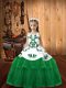 Green Lace Up Pageant Gowns For Girls Embroidery Sleeveless Floor Length